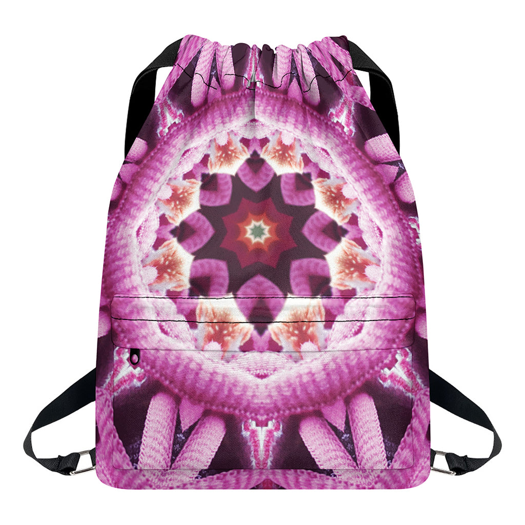 Pink Kaleidoscope Print Drawstring Backpack