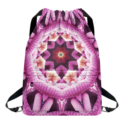 Pink Kaleidoscope Print Drawstring Backpack
