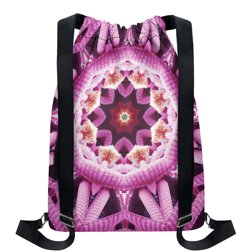 Pink Kaleidoscope Print Drawstring Backpack