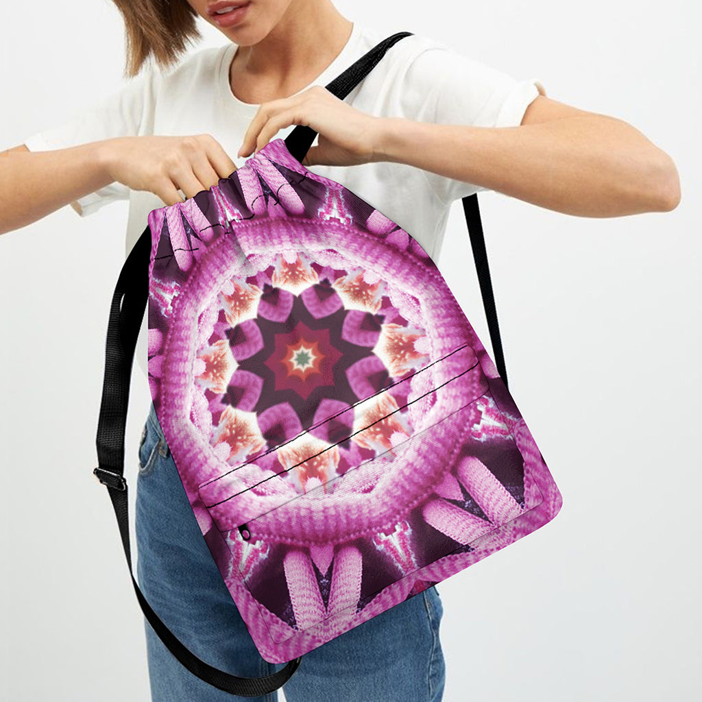 Pink Kaleidoscope Print Drawstring Backpack