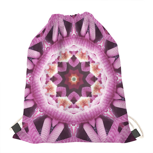 Pink Kaleidoscope Print Drawstring Bag