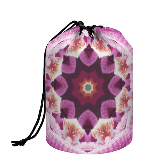 Pink Kaleidoscope Print Drawstring Makeup Bag