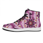 Pink Kaleidoscope Print High Top Leather Sneakers
