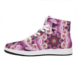 Pink Kaleidoscope Print High Top Leather Sneakers
