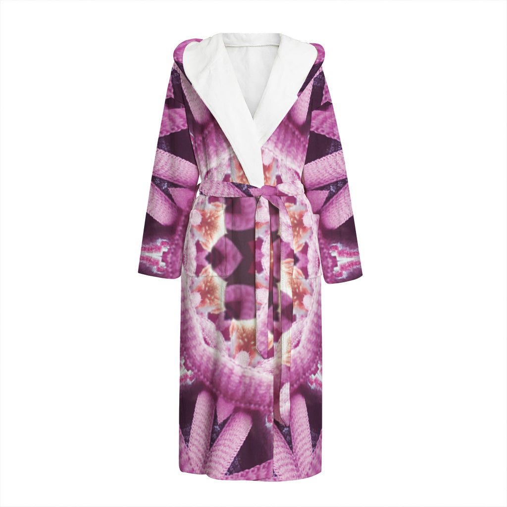 Pink Kaleidoscope Print Hooded Bathrobe