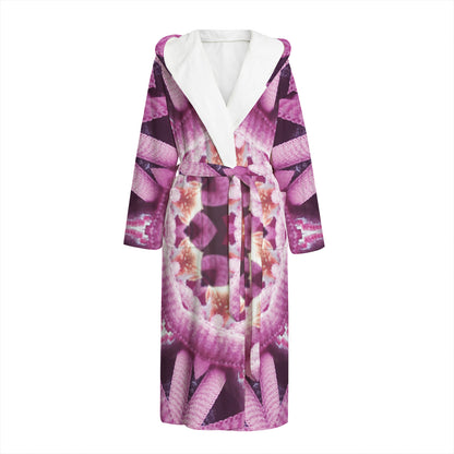 Pink Kaleidoscope Print Hooded Bathrobe