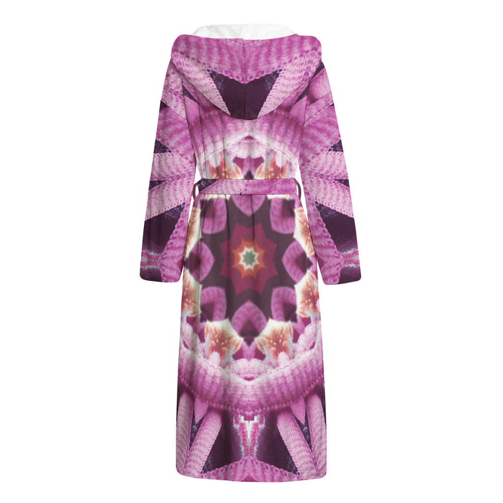 Pink Kaleidoscope Print Hooded Bathrobe