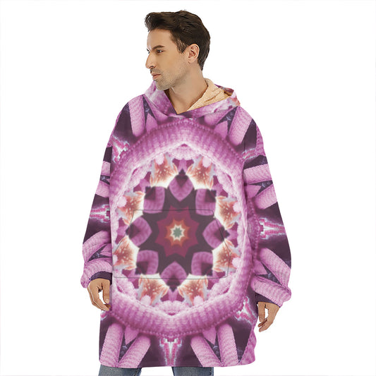 Pink Kaleidoscope Print Hoodie Blanket