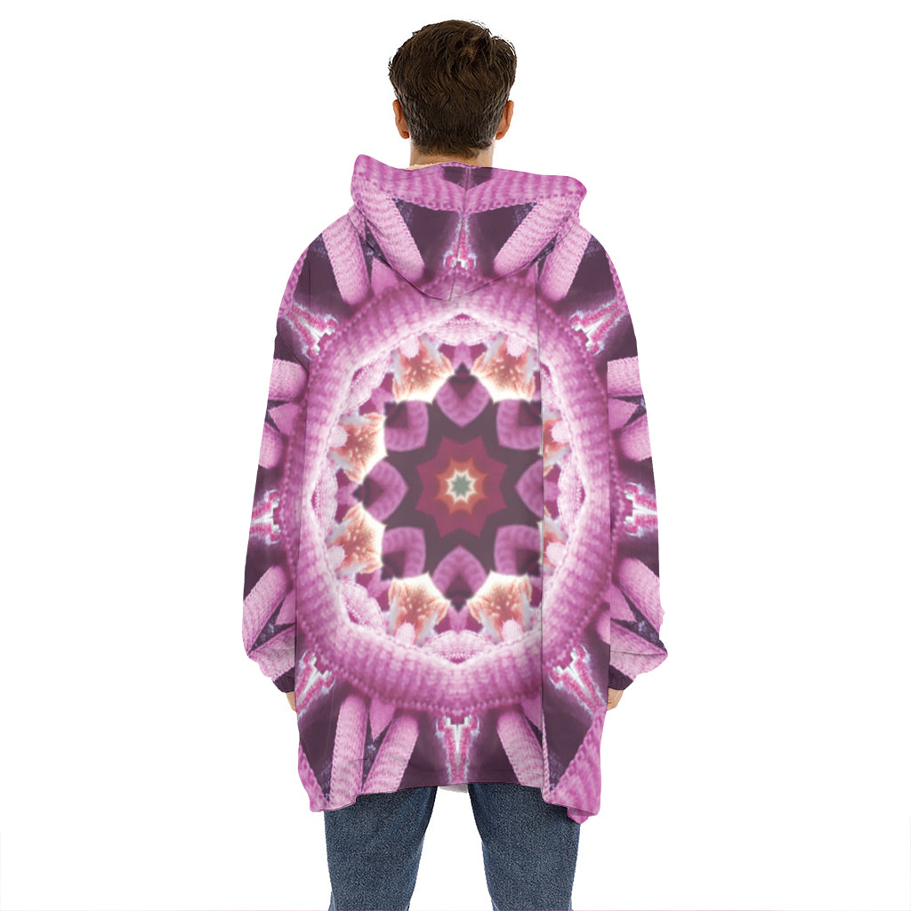 Pink Kaleidoscope Print Hoodie Blanket
