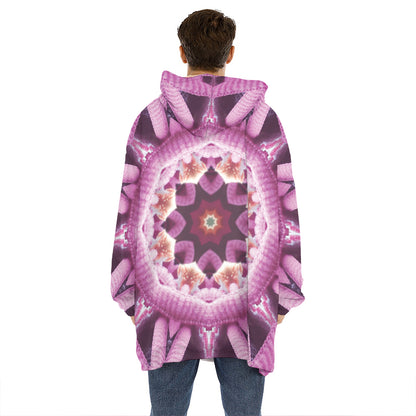 Pink Kaleidoscope Print Hoodie Blanket