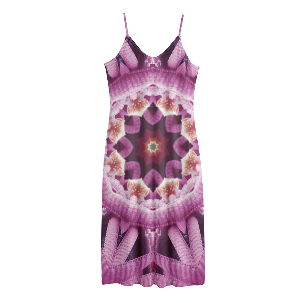 Pink Kaleidoscope Print Jersey Midi Cami Dress
