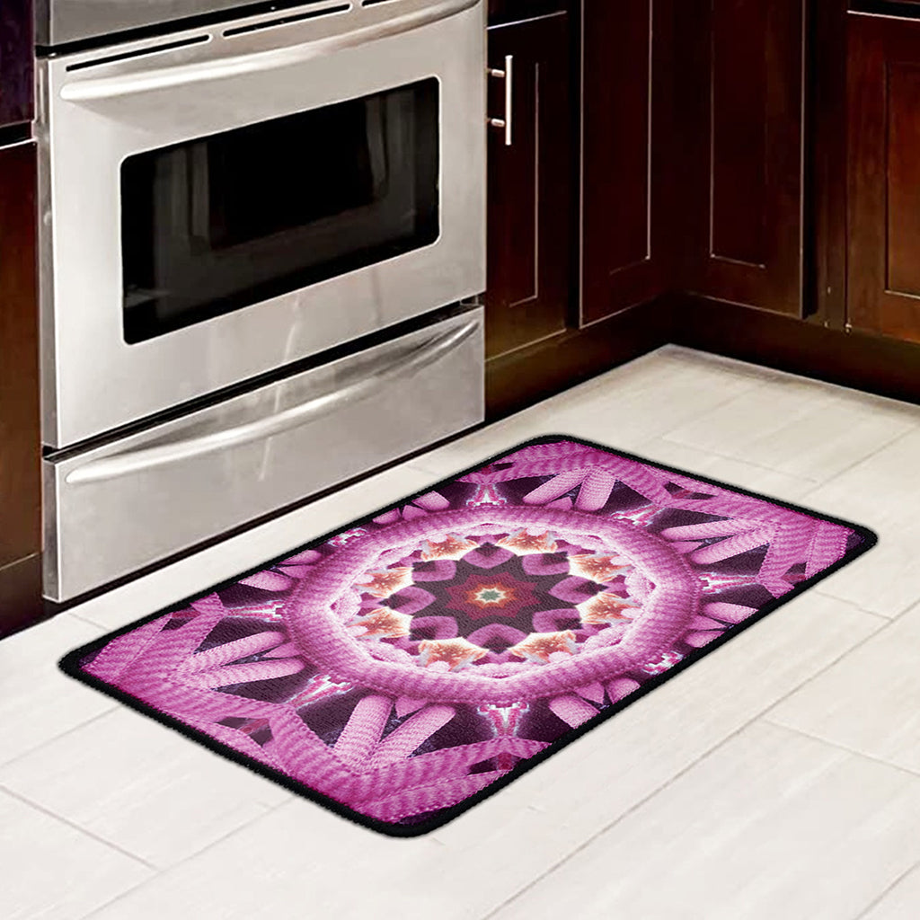 Pink Kaleidoscope Print Kitchen Mat