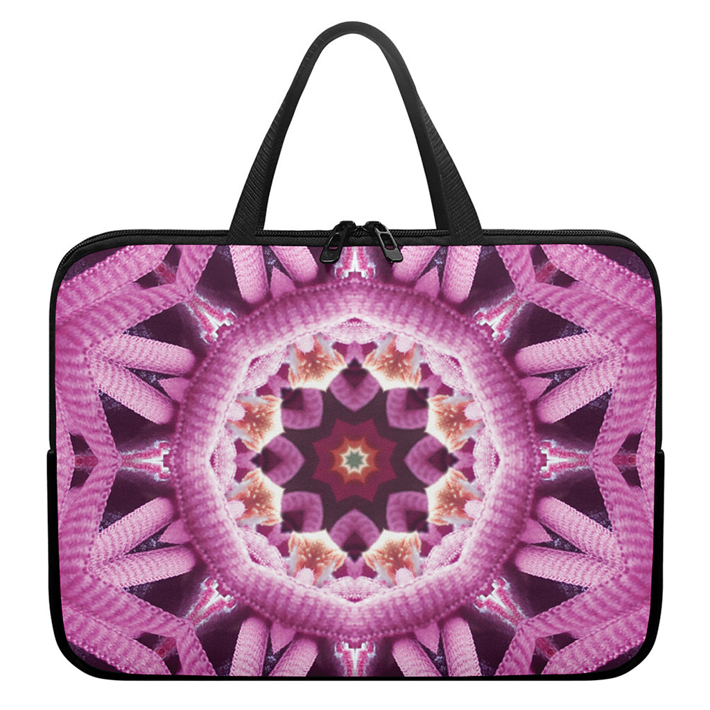 Pink Kaleidoscope Print Laptop Sleeve With Handle
