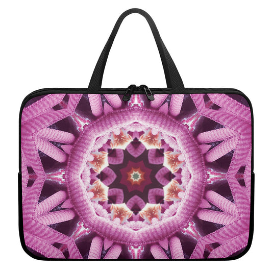 Pink Kaleidoscope Print Laptop Sleeve With Handle