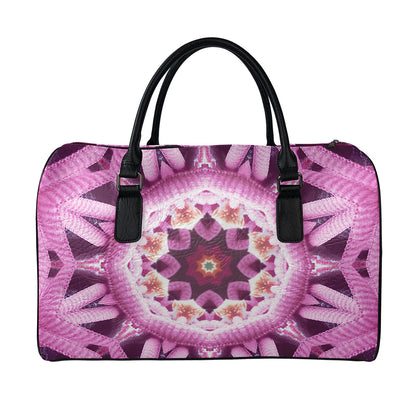 Pink Kaleidoscope Print Leather Duffle Bag