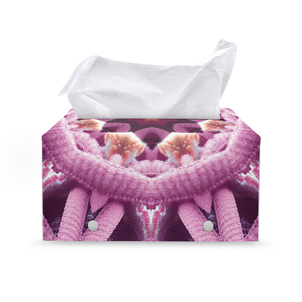 Pink Kaleidoscope Print Leather Tissue Box Cover
