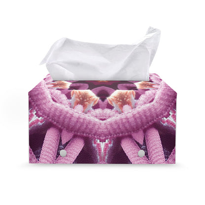 Pink Kaleidoscope Print Leather Tissue Box Cover