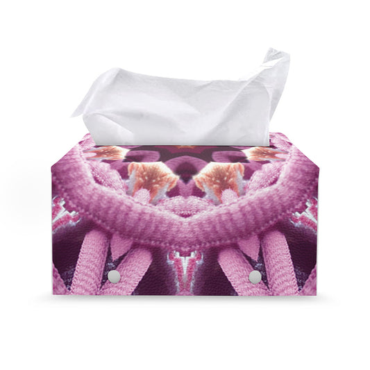 Pink Kaleidoscope Print Leather Tissue Box Cover