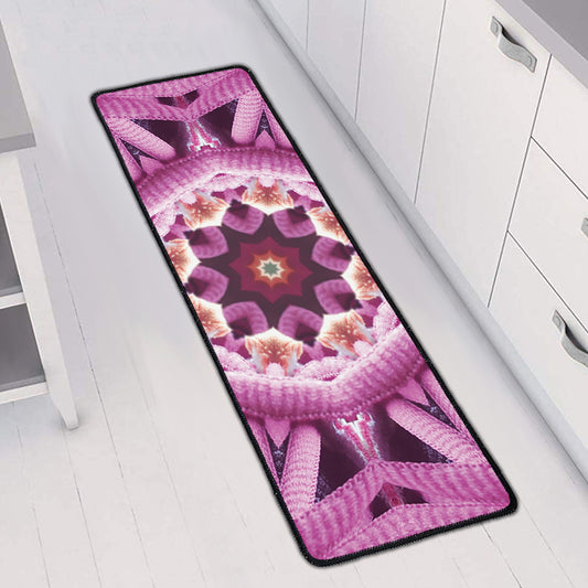 Pink Kaleidoscope Print Long Kitchen Mat