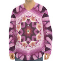 Pink Kaleidoscope Print Long Sleeve Baseball Jersey