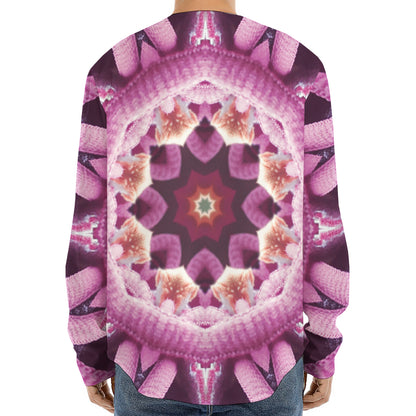 Pink Kaleidoscope Print Long Sleeve Baseball Jersey