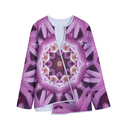 Pink Kaleidoscope Print Long Sleeve Short Coat