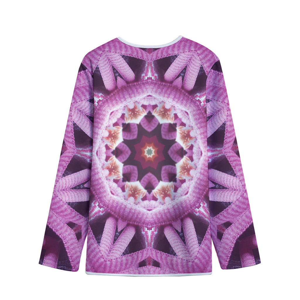 Pink Kaleidoscope Print Long Sleeve Short Coat