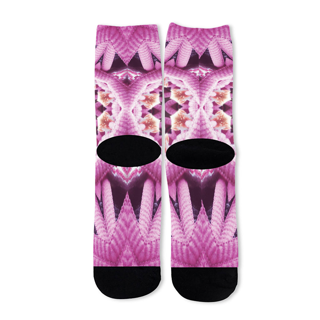 Pink Kaleidoscope Print Long Socks
