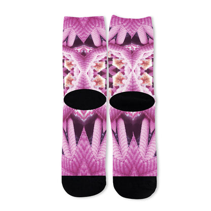 Pink Kaleidoscope Print Long Socks