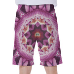 Pink Kaleidoscope Print Men's Beach Shorts