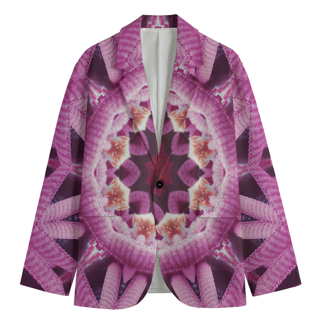 Pink Kaleidoscope Print Men's Cotton Blazer