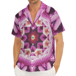 Pink Kaleidoscope Print Men's Deep V-Neck Shirt
