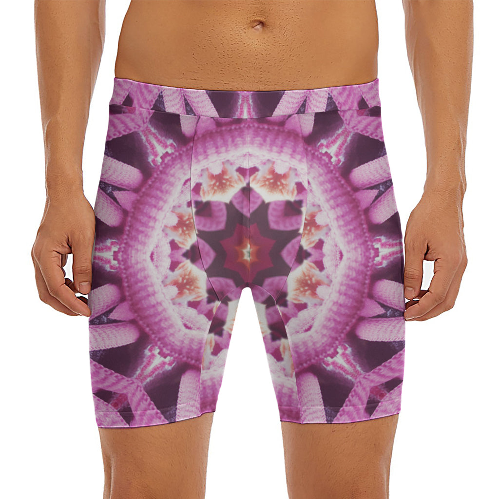 Pink Kaleidoscope Print Men's Long Boxer Briefs
