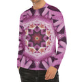 Pink Kaleidoscope Print Men's Long Sleeve Rash Guard
