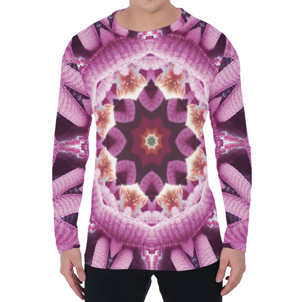 Pink Kaleidoscope Print Men's Long Sleeve T-Shirt