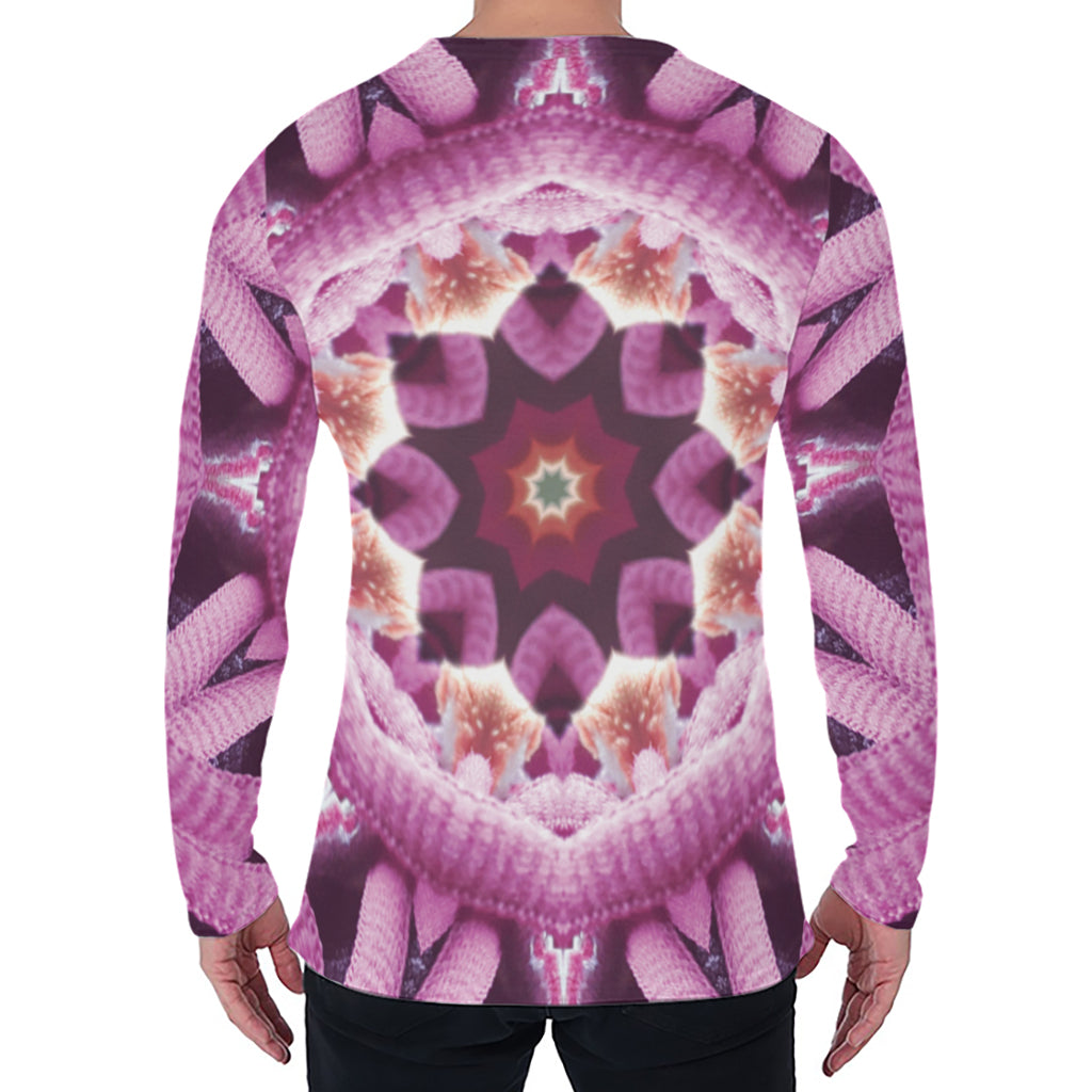 Pink Kaleidoscope Print Men's Long Sleeve T-Shirt