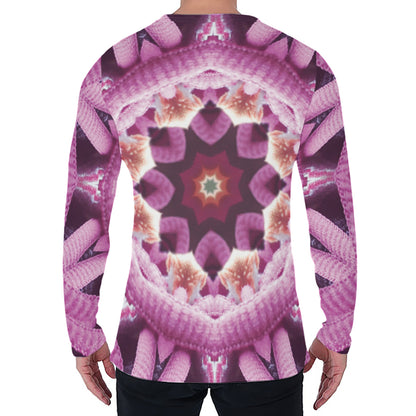 Pink Kaleidoscope Print Men's Long Sleeve T-Shirt