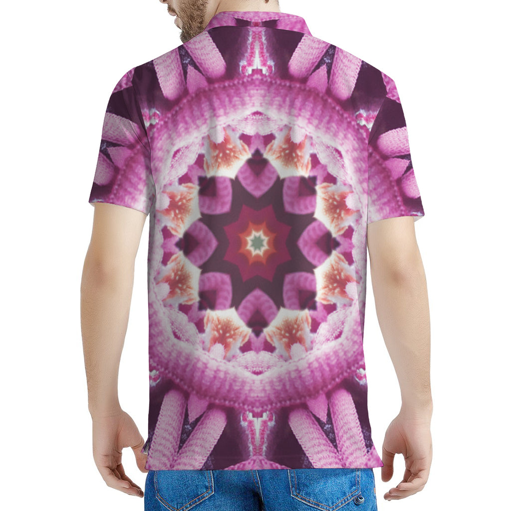Pink Kaleidoscope Print Men's Polo Shirt