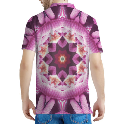 Pink Kaleidoscope Print Men's Polo Shirt