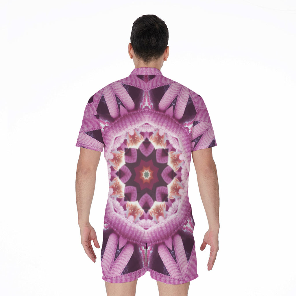 Pink Kaleidoscope Print Men's Rompers