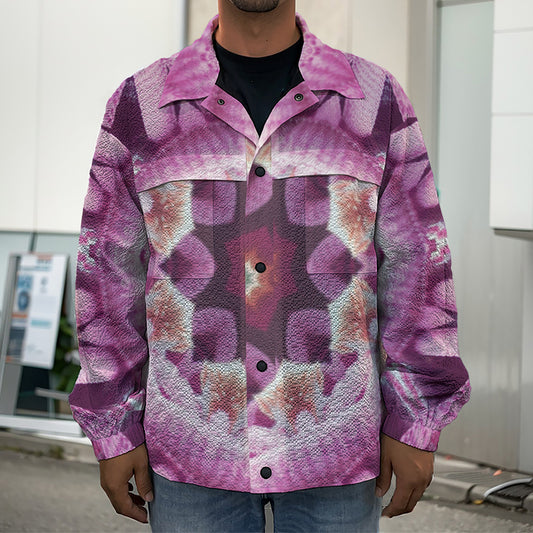 Pink Kaleidoscope Print Men's Shirt Jacket