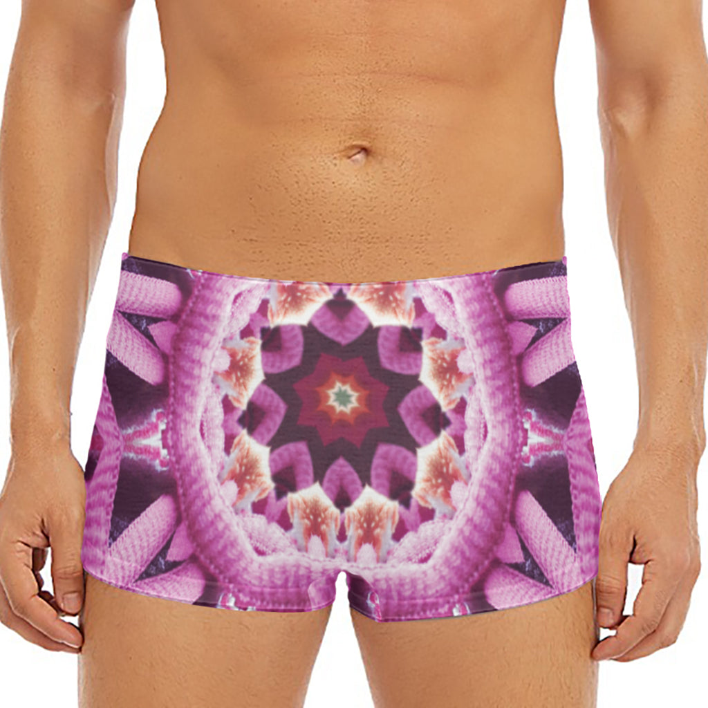 Pink Kaleidoscope Print Men's Short Boxer Briefs