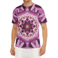 Pink Kaleidoscope Print Men's Short Sleeve Rash Guard