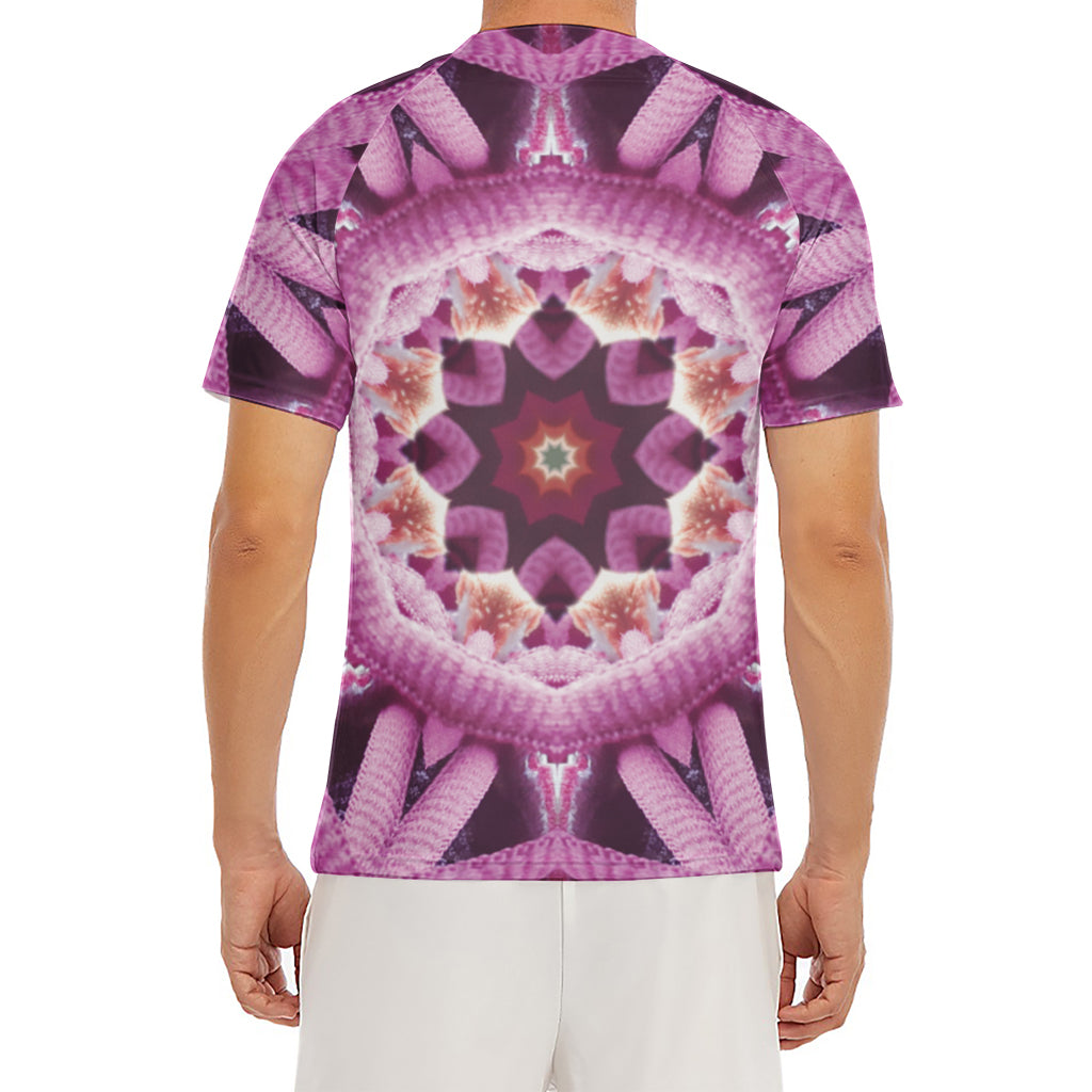 Pink Kaleidoscope Print Men's Short Sleeve Rash Guard