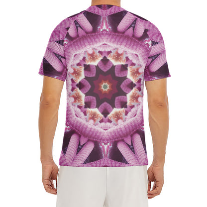 Pink Kaleidoscope Print Men's Short Sleeve Rash Guard