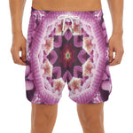 Pink Kaleidoscope Print Men's Split Running Shorts