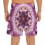 Pink Kaleidoscope Print Men's Split Running Shorts