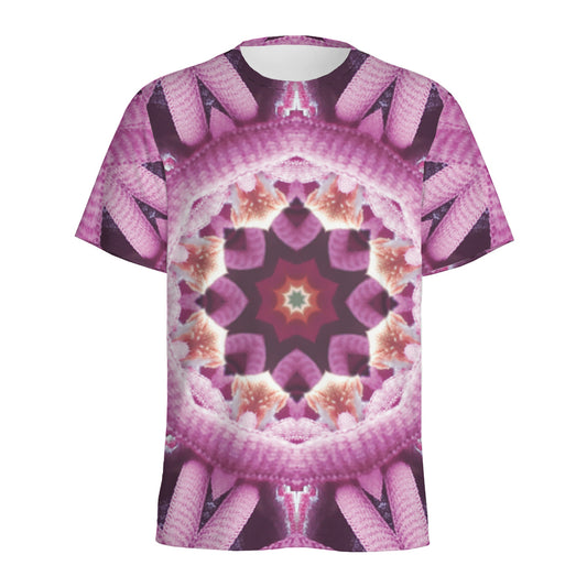 Pink Kaleidoscope Print Men's Sports T-Shirt