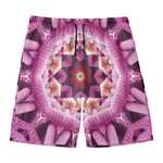 Pink Kaleidoscope Print Men's Swim Trunks
