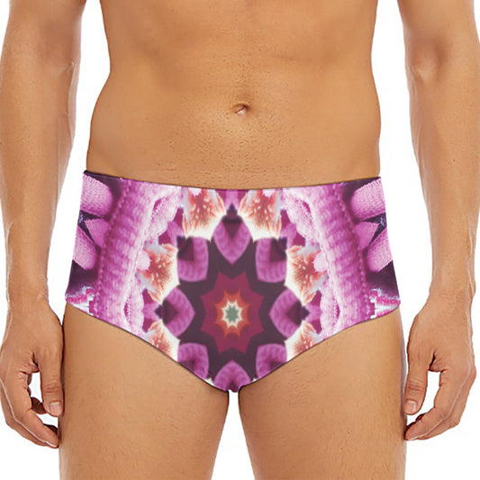 Pink Kaleidoscope Print Men's Triangle Swim Briefs